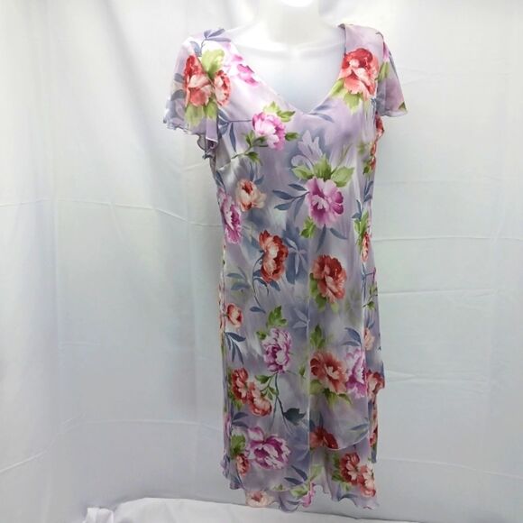 Vintage S.L Fashions Floral V-Neck Midi Dress Whimsy Flowy Femine Womans 10P.... - Picture 5 of 11